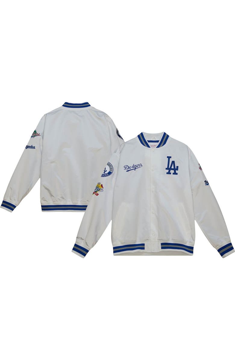 Mitchell & Ness Men's Mitchell & Ness White Los Angeles Dodgers City Collection Satin Full-Snap Varsity Jacket, Alternate, color, 