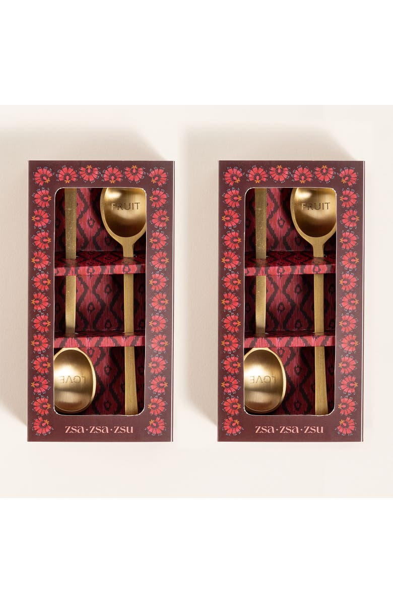 Zsa Zsa Zsu Lotus Set Of 2 Brass Decorative Object With Square Handle Set Of 2, Alternate, color, Gold