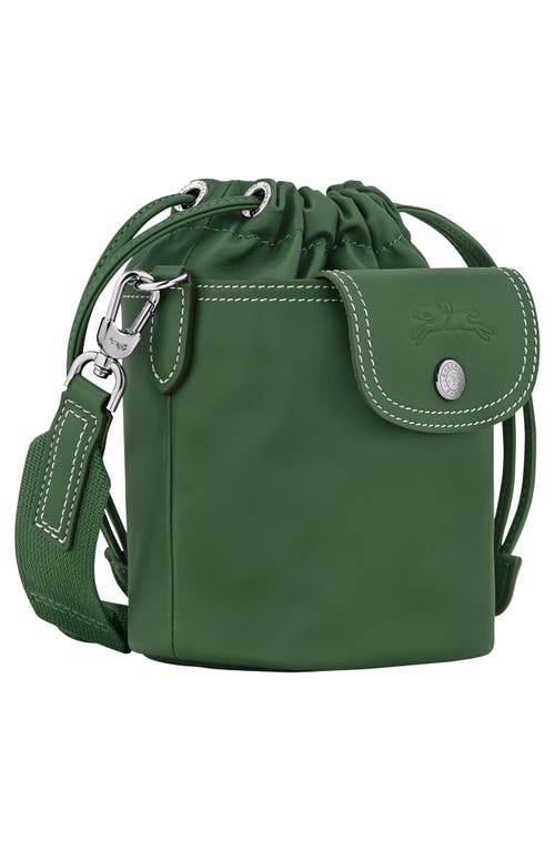 Longchamp Extra Small Le Pliage Xtra Worker Leather Bucket Bag In Green