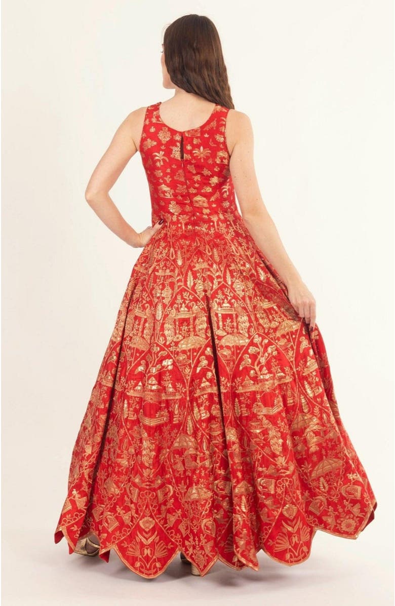 RAAS Azalea Jacquard Silk Gown, Alternate, color, Red