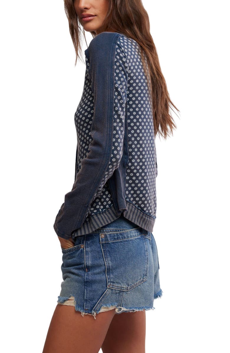 Free People Instant Classic Floral Print Cotton Button-Up Knit Top, Alternate, color, 