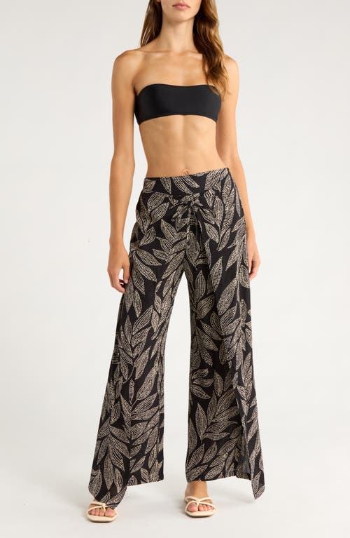 Elan Print Cover-Up Wrap Pants in Black Catagena Print 