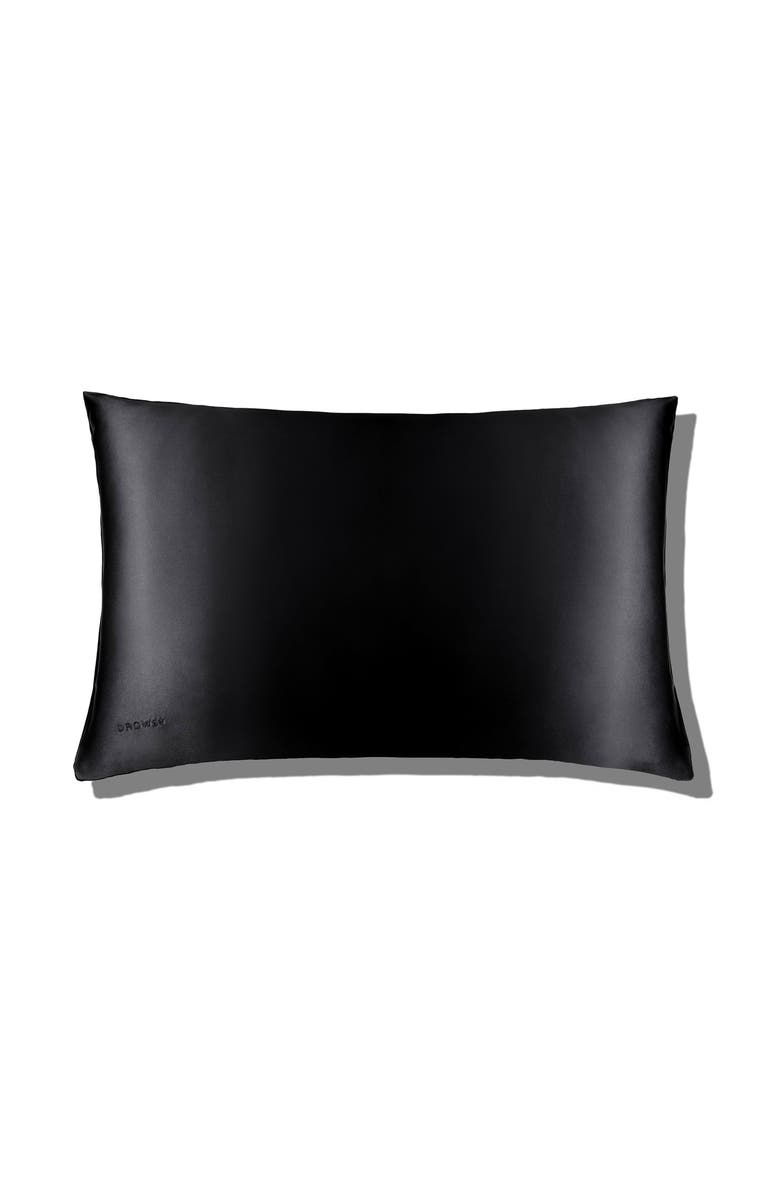 Drowsy Sleep Co. Queen Silk Pillowcase, Main, color, Black Jade