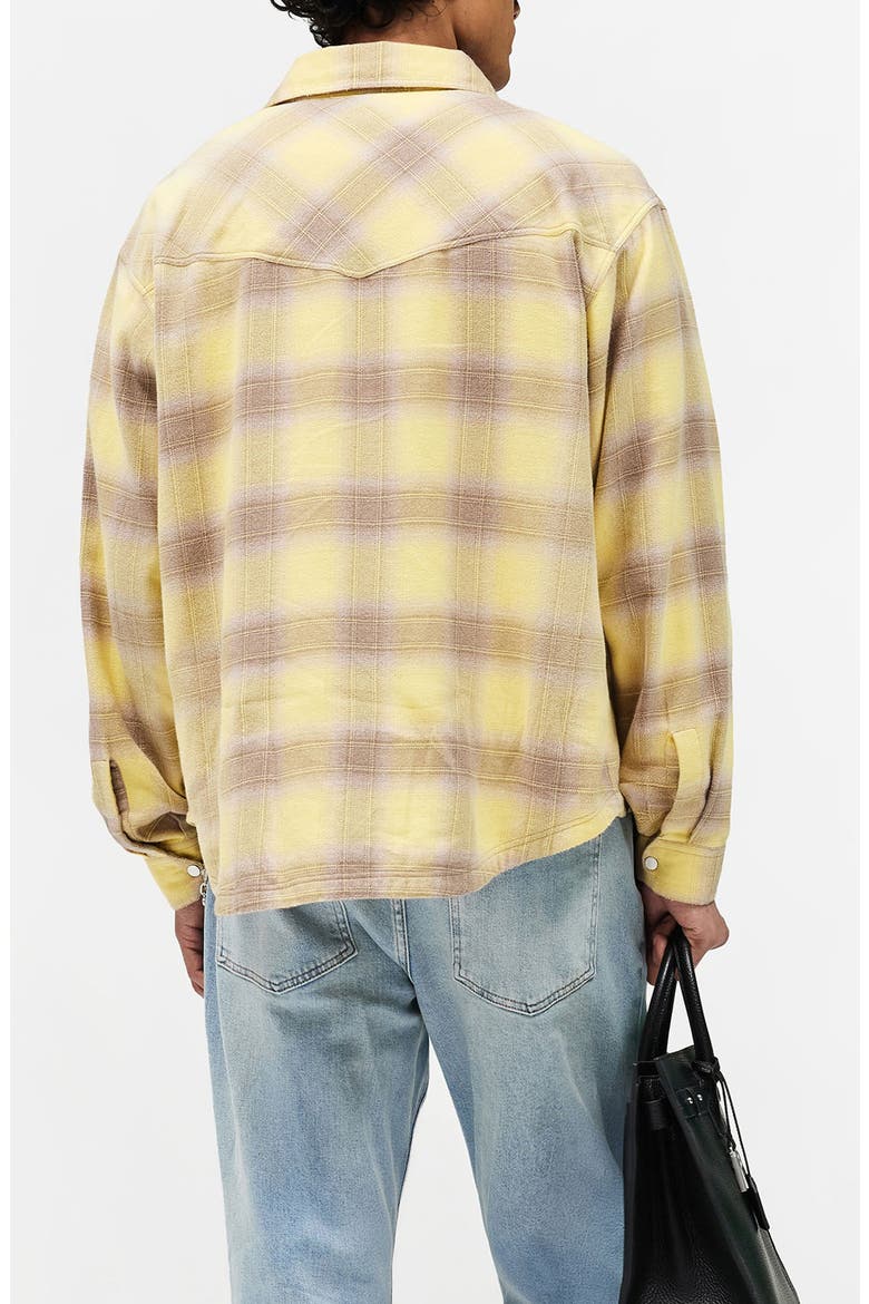 Plaid Cotton Flannel Snap Front Shirt, Alternate, color, CREAMED CORN