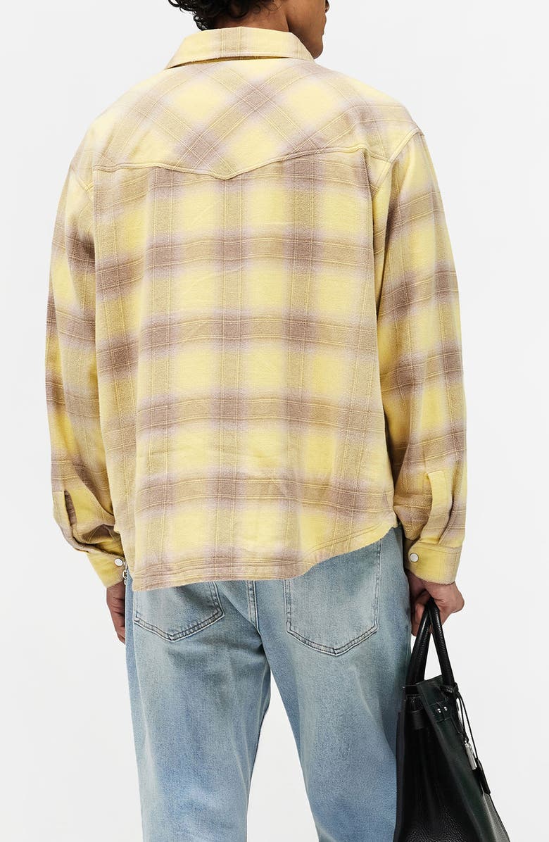 Represent Plaid Cotton Flannel Snap Front Shirt, Alternate, color, Creamed Corn