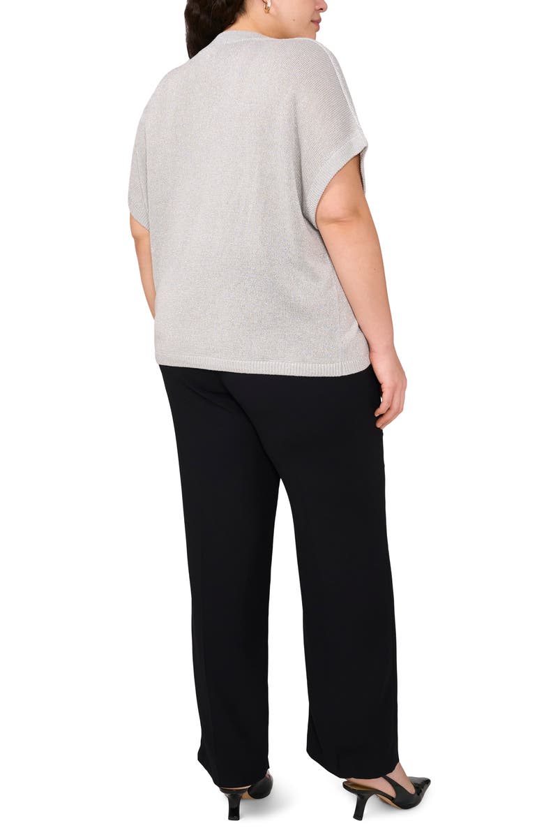 Vince Camuto Metallic V-Neck Sweater, Alternate, color, Ash Blue Silver