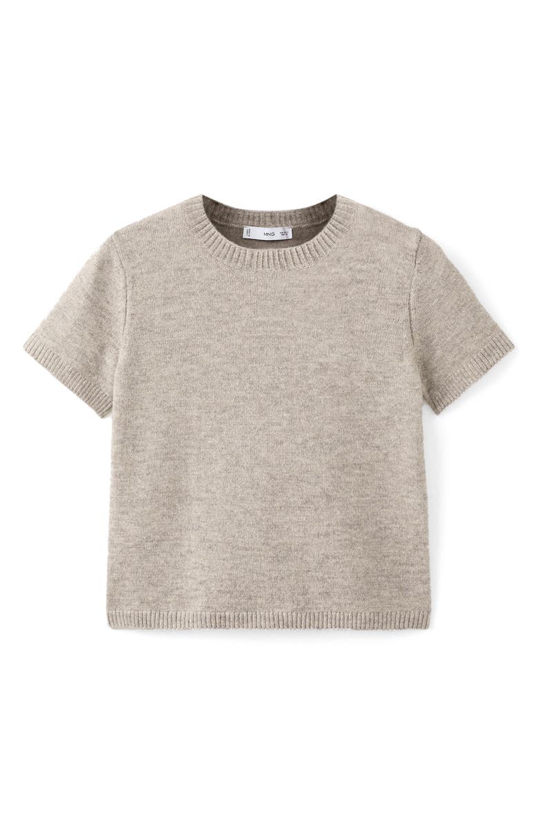 MANGO Short Sleeve Crewneck Sweater, Alternate, color, Light/ Pastel Grey