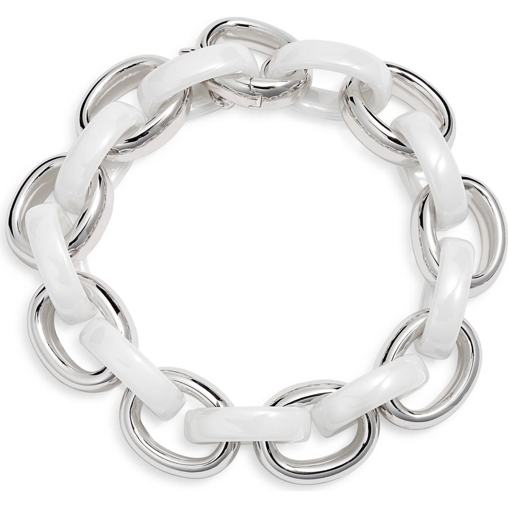 Monica Rich Kosann Marilyn Ceramic Link Bracelet In Silver