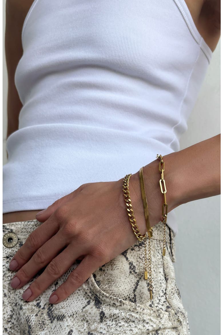 Set of 3 Assorted Chain Bracelets, Alternate, color, GOLD