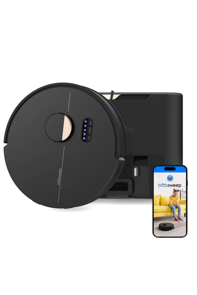 Dustin Plus Auto-Empty Robot Vacuum & Mop, Main, color, True Black