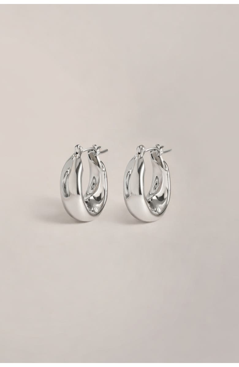 YOJ Falin Midi Chubby Hoop Earrings in Silver, Alternate, color, Silver