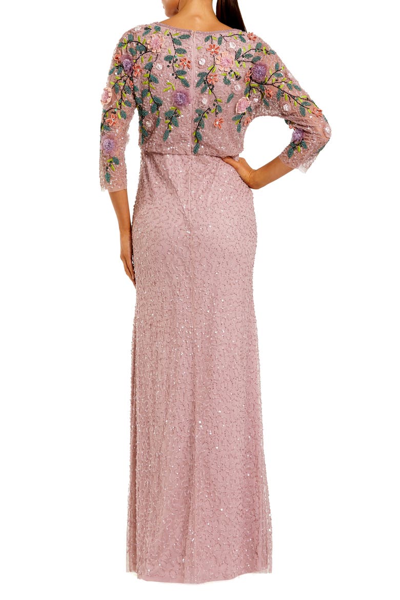 Floral Embellished Long Sleeve Gown, Alternate, color, Vintage Lilac Multi
