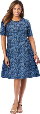 Jessica London Stretch Ponte Flare Dress