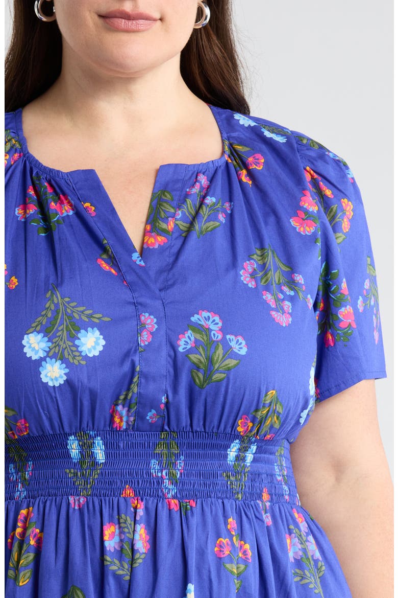 Palmer Floral Poplin Fit & Flare Maxi Dress, Alternate, color, NAVY