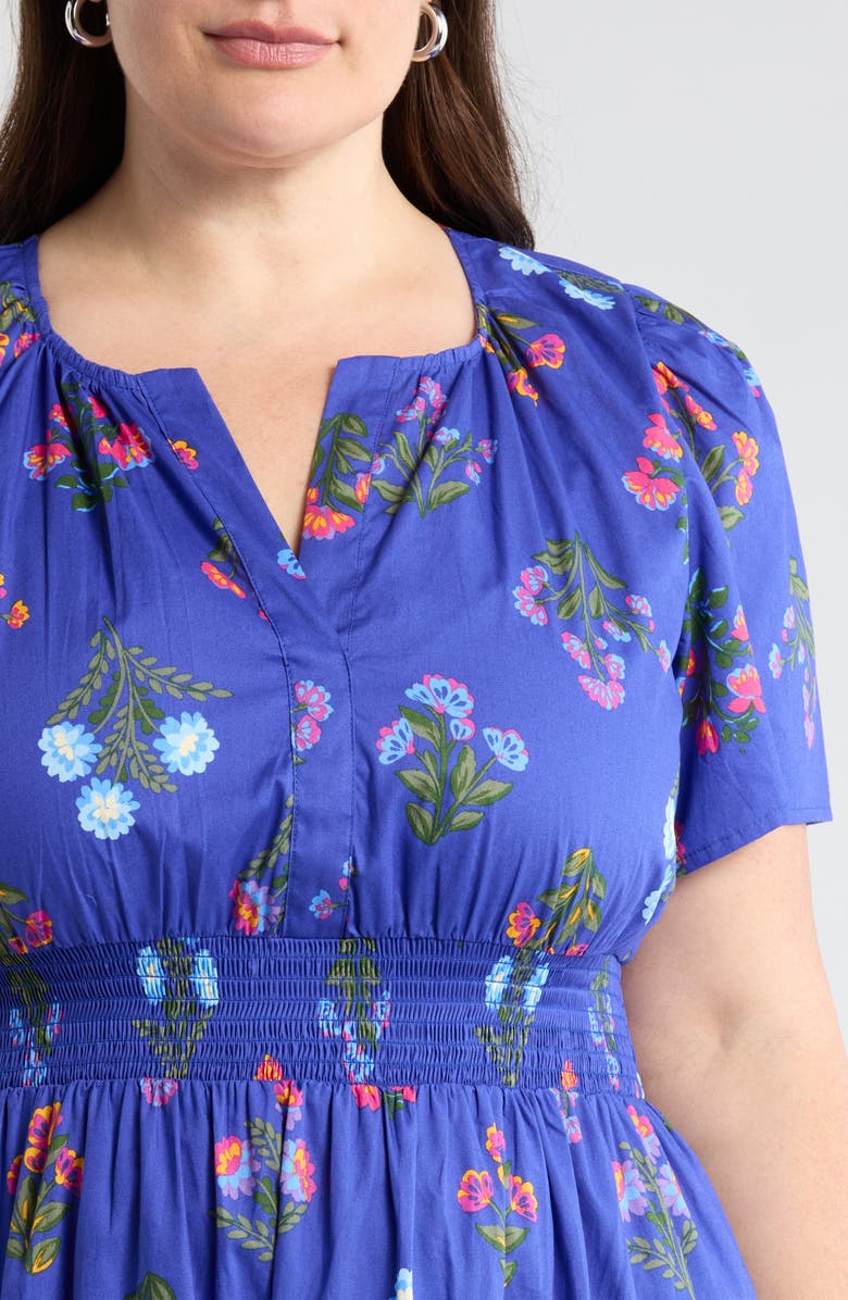 SUGARLIPS Palmer Floral Poplin Fit & Flare Midi Dress, Alternate, color, Navy