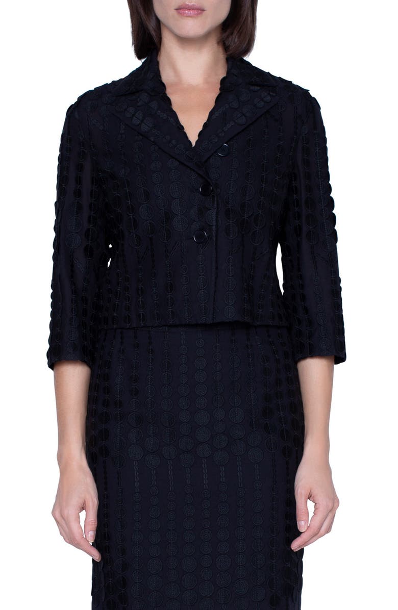 Akris punto Embroidered Dot Crop Cotton Blend Jacket, Main, color, 