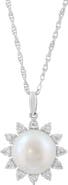 EFFY Diamond & Freshwater Pearl Sun Pendant Necklace