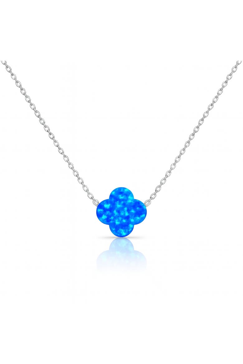 Sterling Silver Blue Opal Clover Necklace, Main, color, Blue