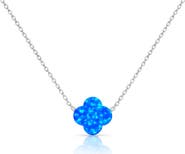 Donatello Gian Sterling Silver Blue Opal Clover Necklace