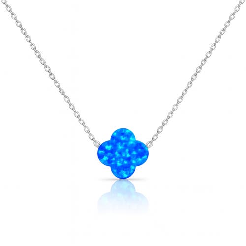 Donatello Gian Sterling Silver Blue Opal Clover Necklace In Blue