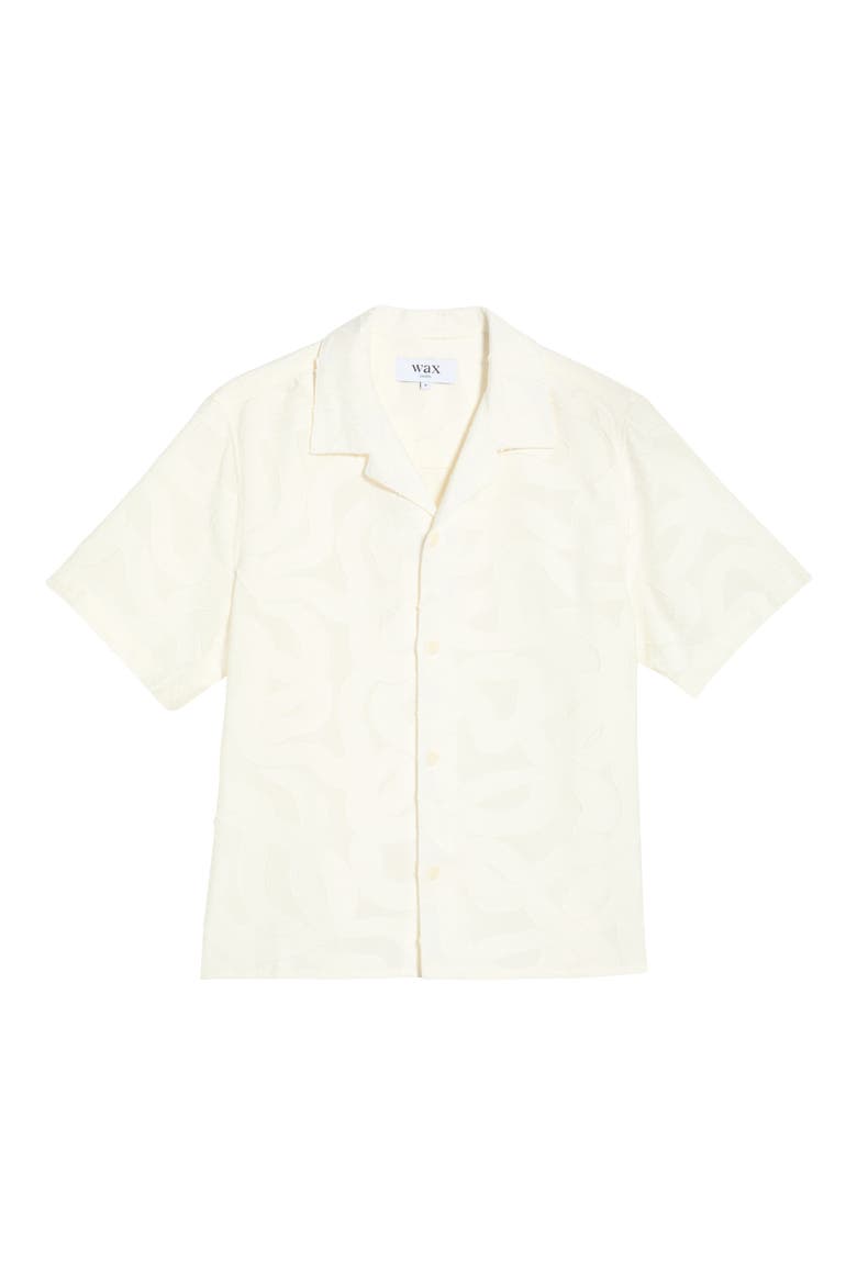 Curzon Abstract Jacquard Camp Shirt, Alternate, color, ECRU