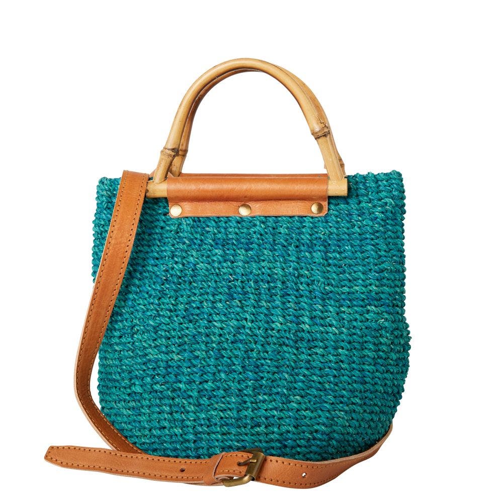 Sarah Stewart Maxi Straw Poof Crossbody, Alternate, color, Turquoise