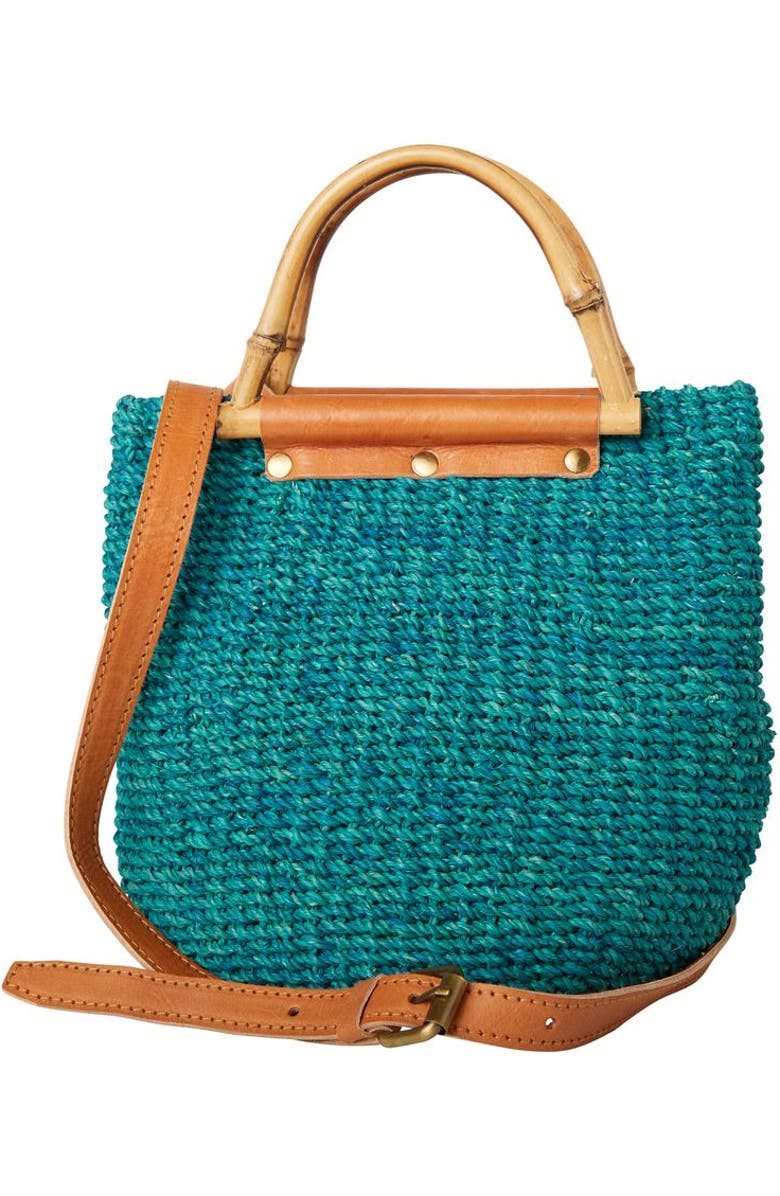 Sarah Stewart Maxi Straw Poof Crossbody, Alternate, color, Turquoise