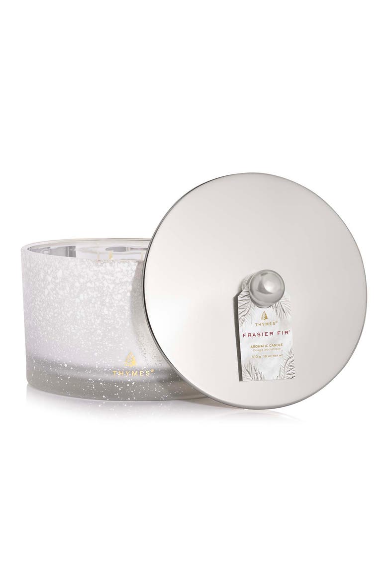 Frasier Fir Flocked Three-Wick Candle, Alternate, color, SILVER