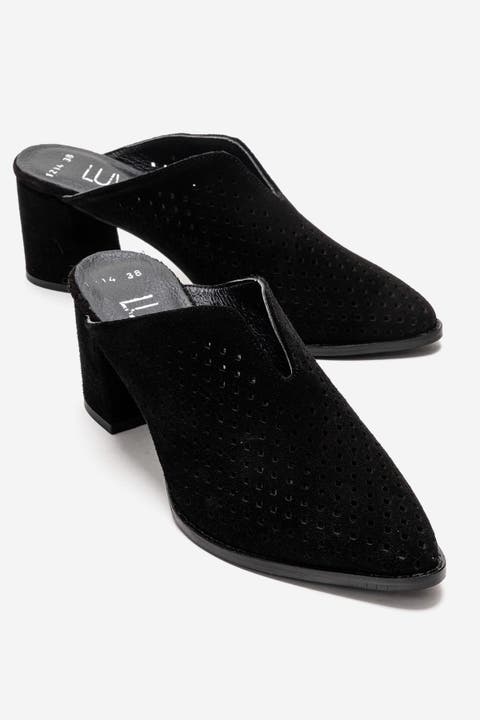 Toen Leather Block Heel Mule