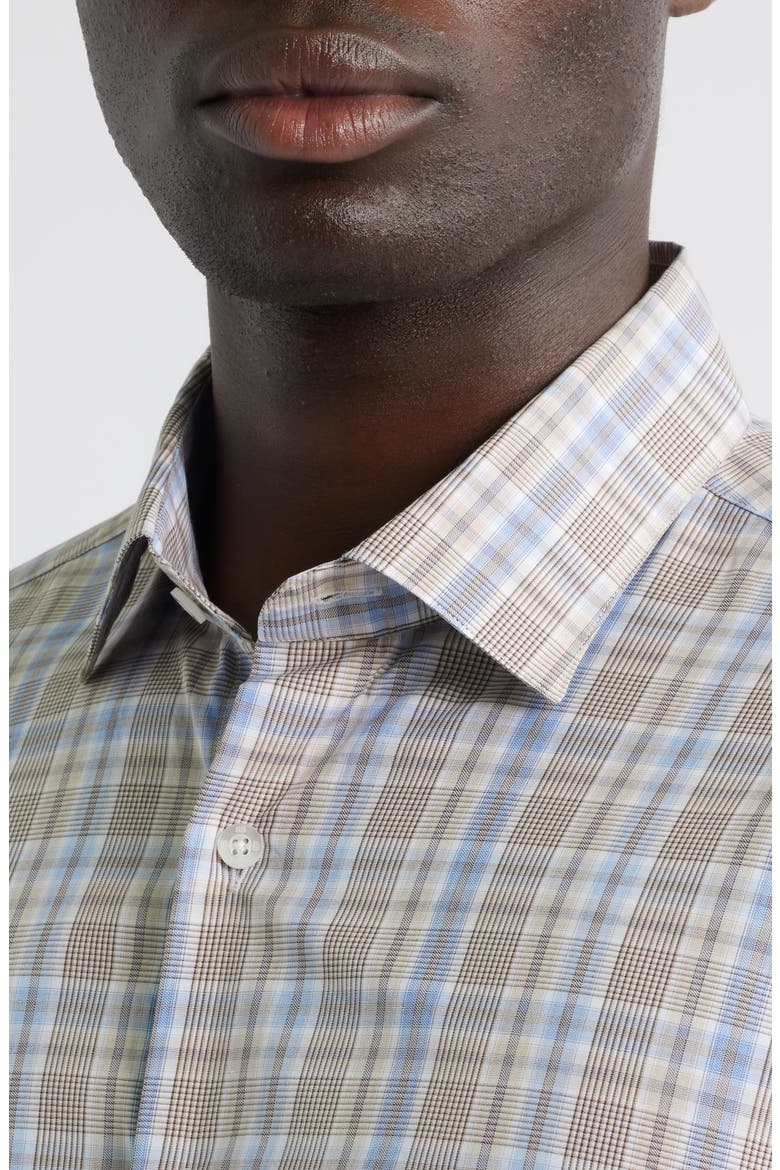 Canclini Regular Fit Plaid Cotton Poplin Button-Up Shirt, Alternate, color, KHAKI