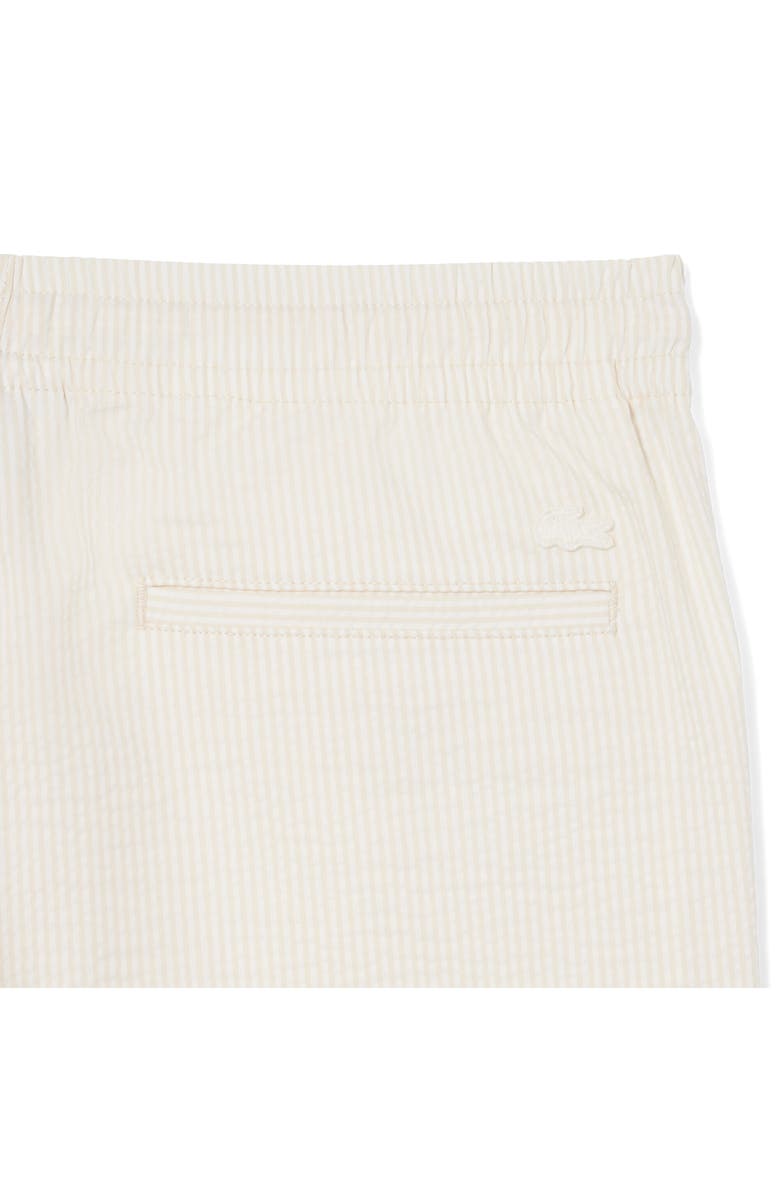 Lacoste Pinstripe Cotton Blend Seersucker Drawstring Shorts, Alternate, color, Flour/ Naturel Clair