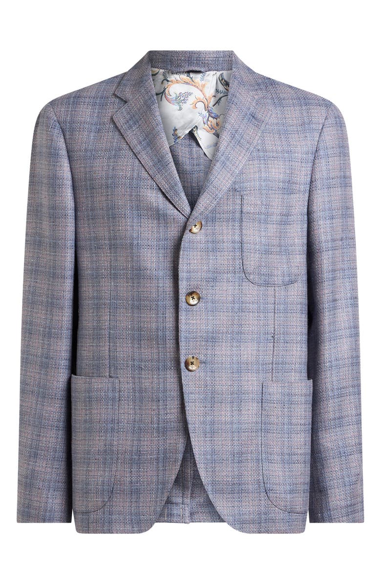 Etro Plaid Silk & Wool Sport Coat, Alternate, color, Glicine Viola Chiari