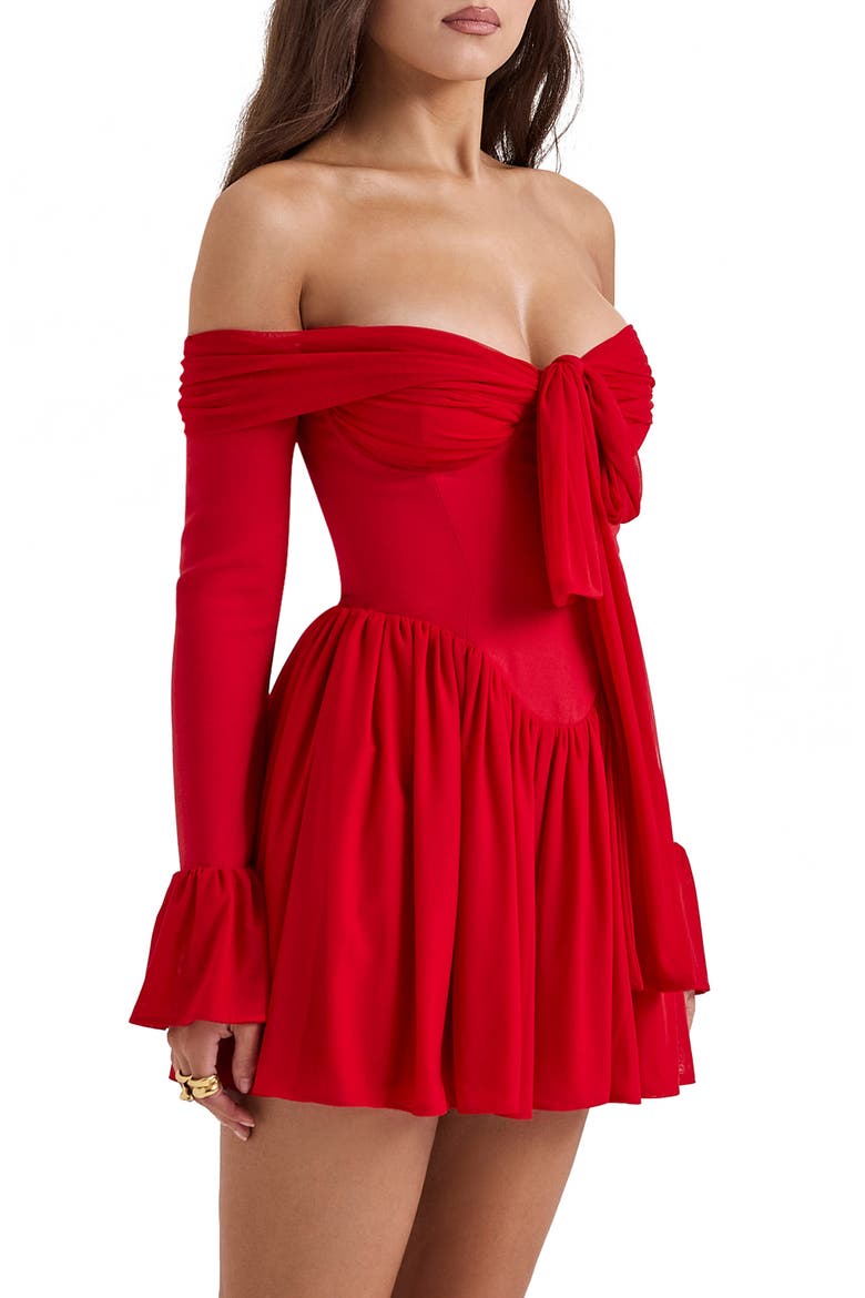 Alana Strapless Long Sleeve Minidress, Alternate, color, SALSA