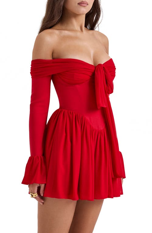 House Of Cb Alana Strapless Long Sleeve Minidress In Red