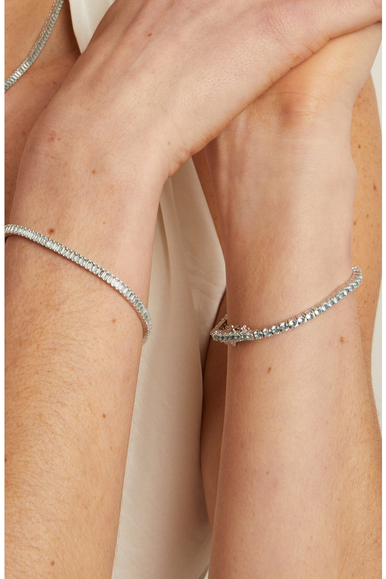 Lab Grown Blue Tourmaline Tennis Bracelet, Alternate, color, Sterling Silver