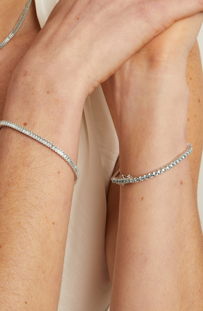 Aurate New York Lab Grown Blue Tourmaline Tennis Bracelet, Alternate, color, Blue Tourmaline