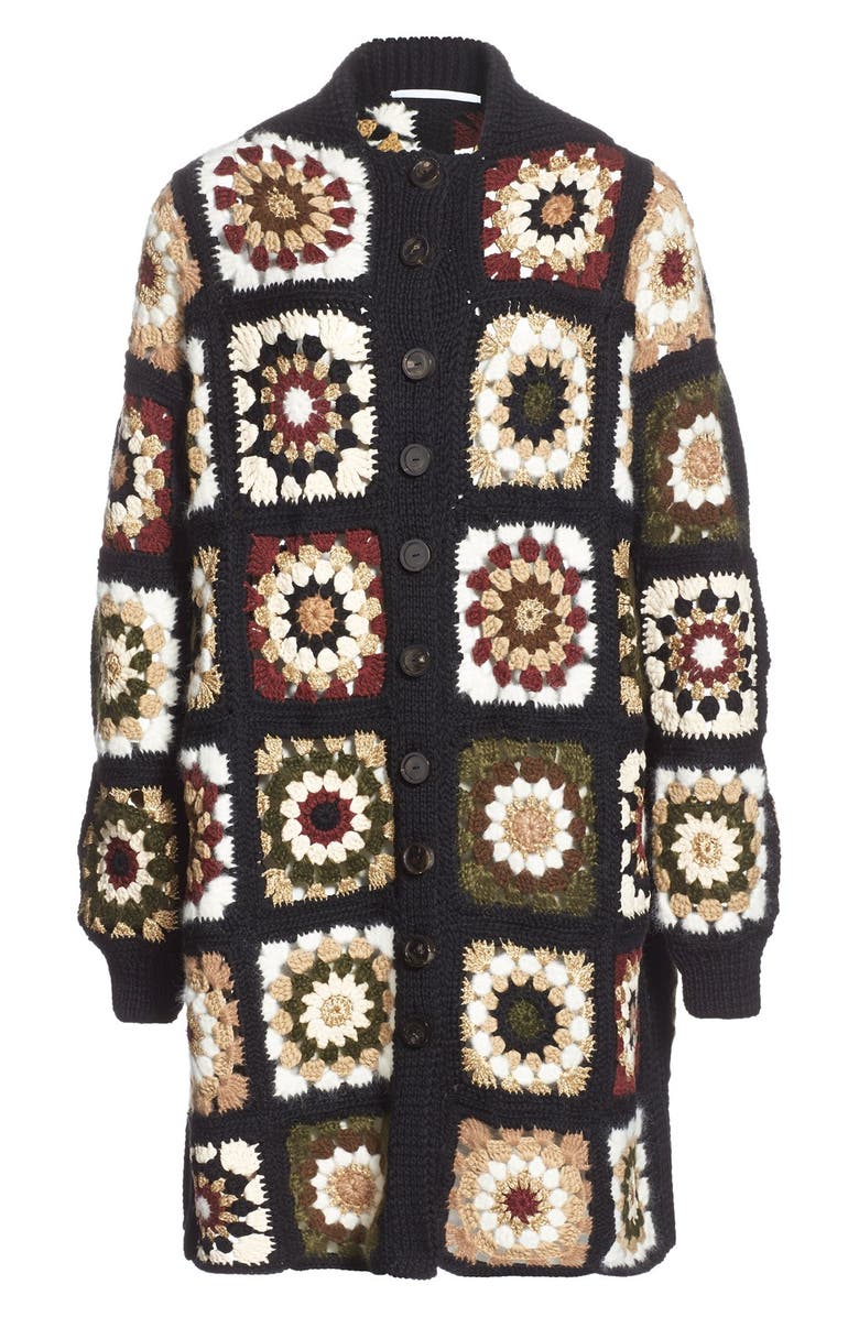 Rosetta Getty 'Granny Square' Mixed Media Cardigan, Alternate, color, 