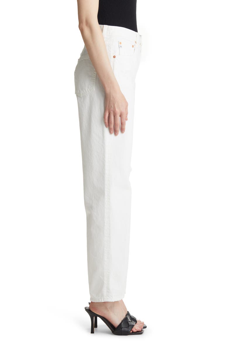 Knoxx Distressed High Waist Boyfriend Jeans, Alternate, color, AUTHENTIC WHITE