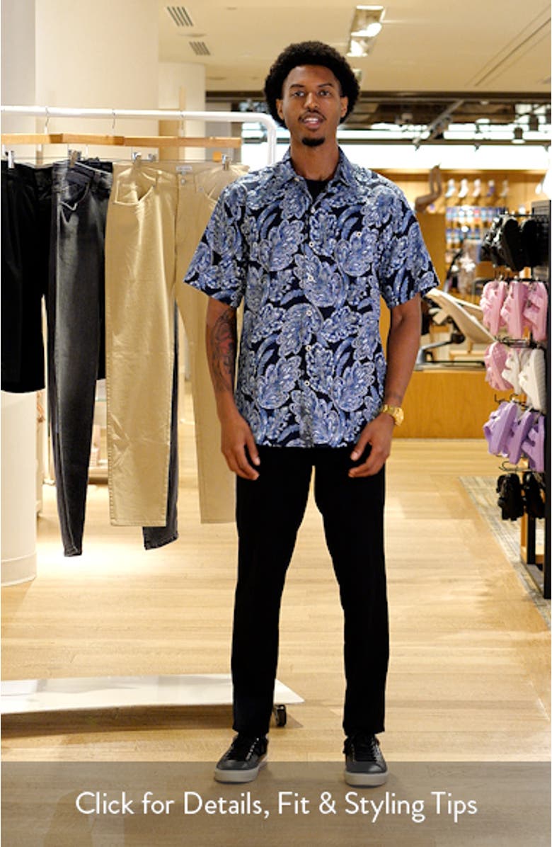 Tortola Midnight Blues Short Sleeve Linen Blend Button-Up Shirt, sales video thumbnail