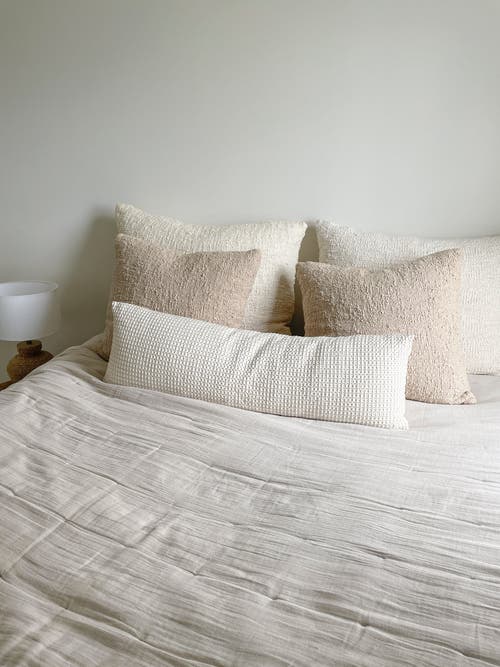 ANAYA ANAYA COZY COTTON BOUCLE PILLOW WITH DOWN INSERT
