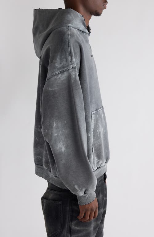 Balenciaga Logo Embroidered Hooded Sweatshirt In Sup Faded Wash Black/black
