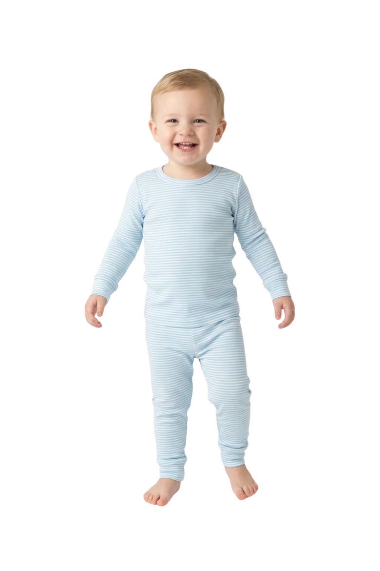 Long Sleeve and Pajama Set, Alternate, color, Seaside Stripe