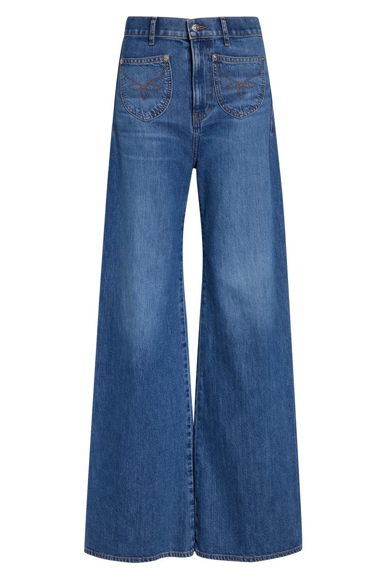 Grant High Waist Western Stitch Wide Leg Jeans, Alternate, color, WANDERER