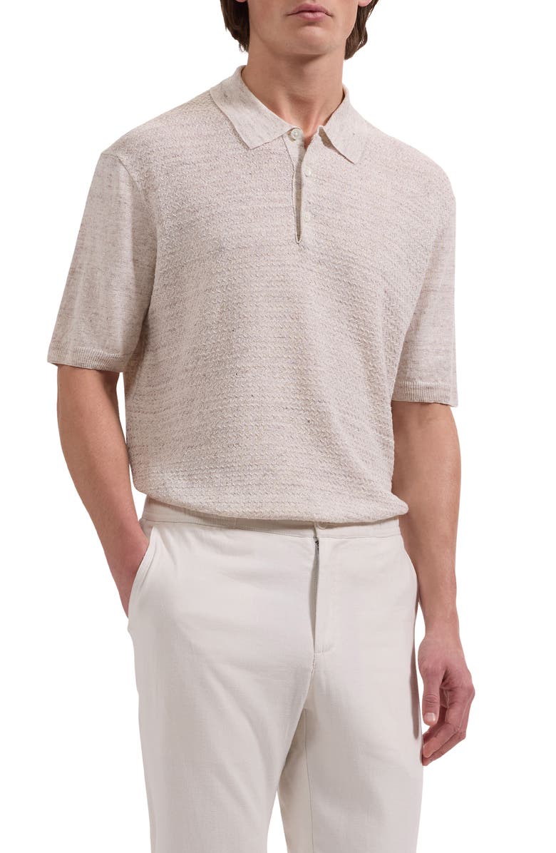 Bugatchi Linen Polo Sweater, Main, color, Almond