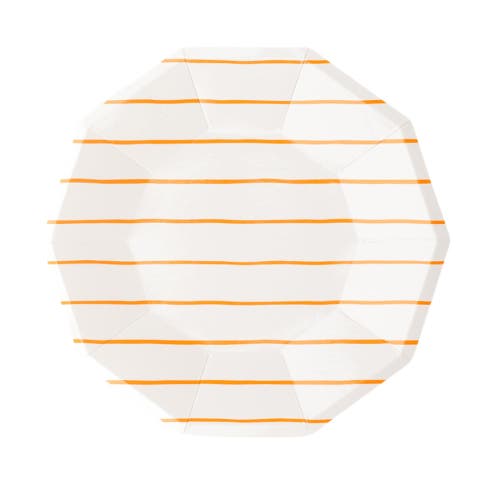 Daydream Society Frenchie Striped Large Plates In Clementine