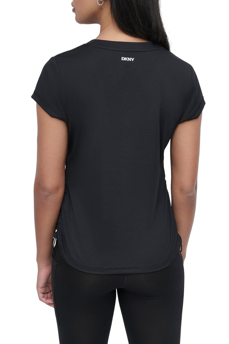 Side Ruched Tech T-Shirt, Alternate, color, BLACK