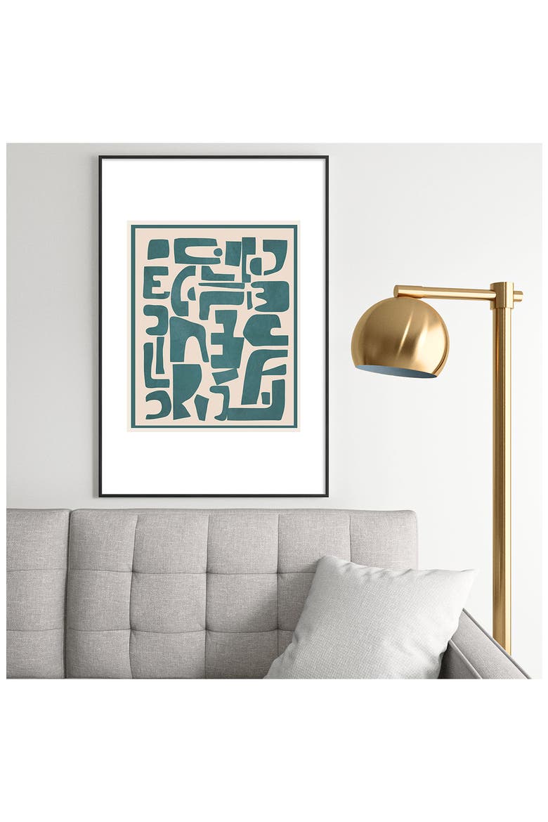 Contemporary Framed Wall Art, Alternate, color, TEAL/ BEIGE