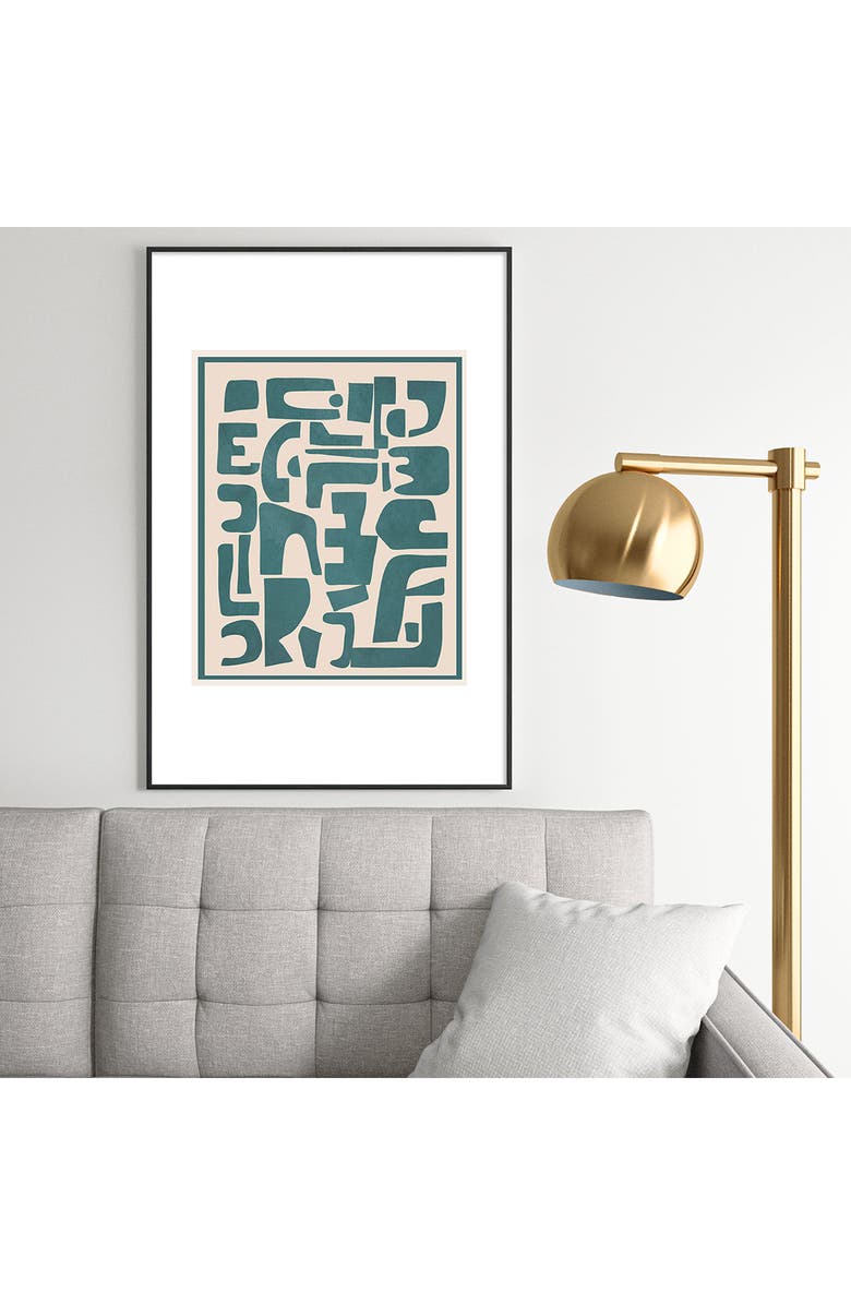 Deny Designs Contemporary Framed Wall Art, Alternate, color, Teal/ Beige