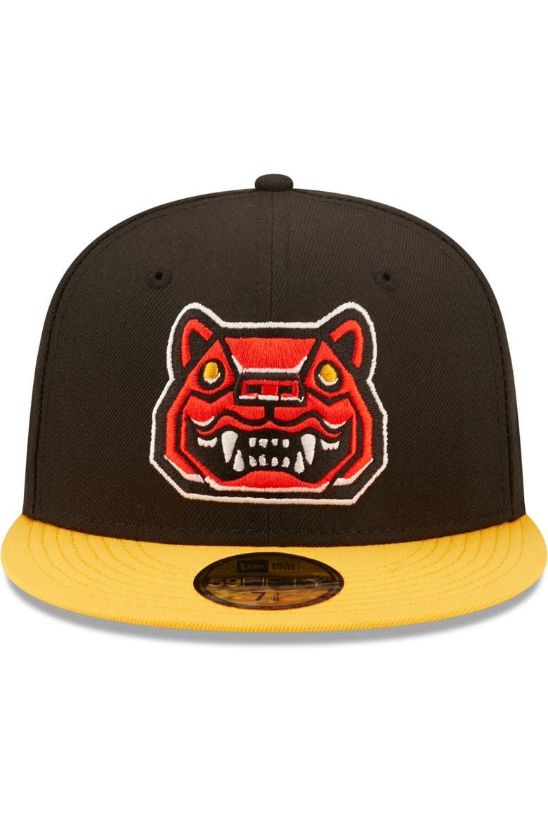 Men's New Era Black/Yellow Gatos Feroces de New Hampshire Copa De La Diversion 59FIFTY Fitted Hat, Alternate, color, Black