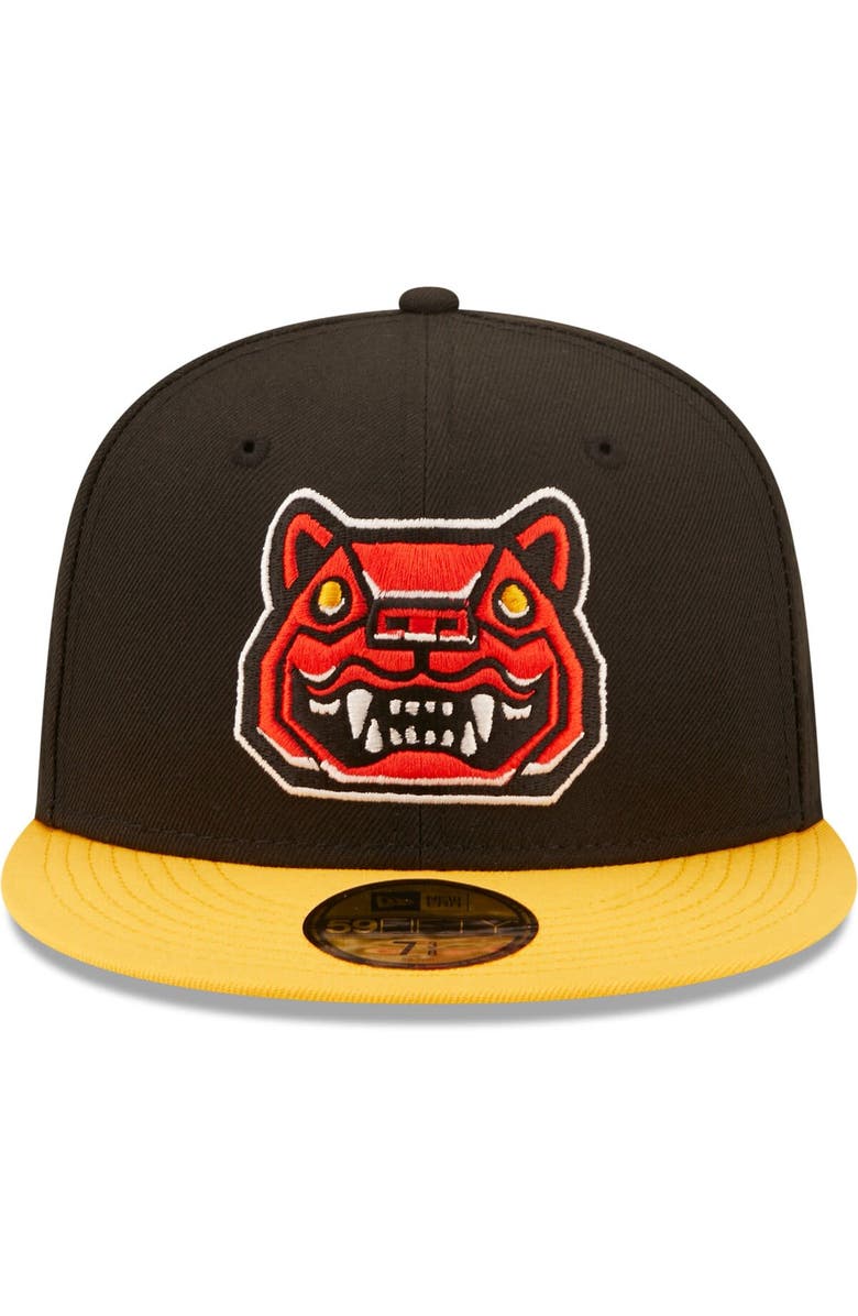 New Era Men's New Era Black/Yellow Gatos Feroces de New Hampshire Copa De La Diversion 59FIFTY Fitted Hat, Alternate, color, Black